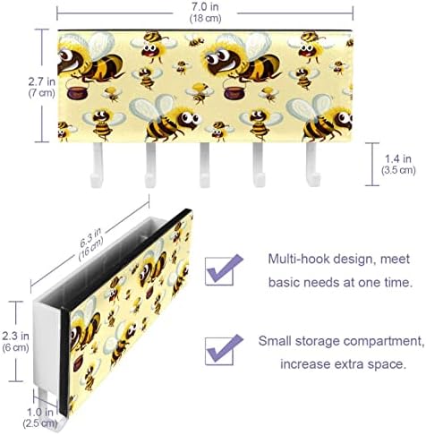 Sevimli Karikatür Sarı Bumble Bee Desen Anahtar ve Posta Tutucu Duvarlar için-Anahtar Askı ile Posta Organizatör ve 5 Kanca,