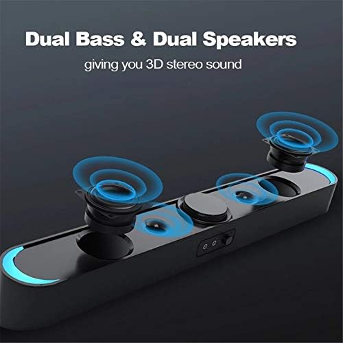 PC Soundbar USB Powered Ses Çubuğu Kablolu bilgisayar hoparlörleri LED ışıkları ile 3.5 mm Ses mikrofon fişi (Renk: Beyaz, Boyut: