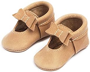 Taze Seçilmiş-Yumuşak Taban Deri Bale Düz Yay Moccasins-Bebek Kız Ayakkabı-Bebek Boyutları 1-5-Çoklu Renkler