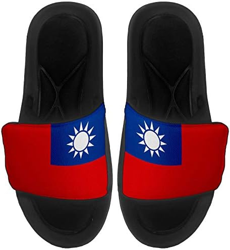 ExpressİtBest Yastıklı Slide-On Sandalet / Erkekler, Kadınlar ve Gençler için Slaytlar - Tayvan Bayrağı (Tayvan) - Tayvan Bayrağı