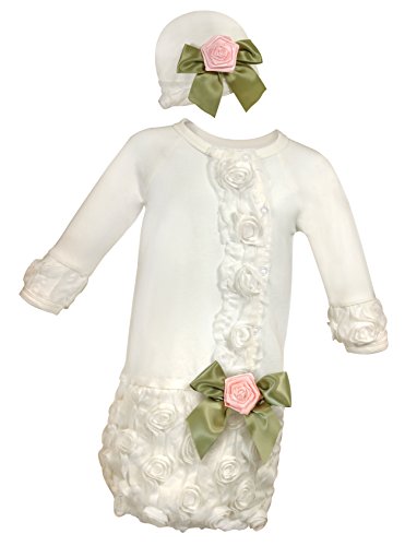 Stephan Baby Girl's Night Out Elbise ve Şapka Seti, Beyaz, 0-6 Ay