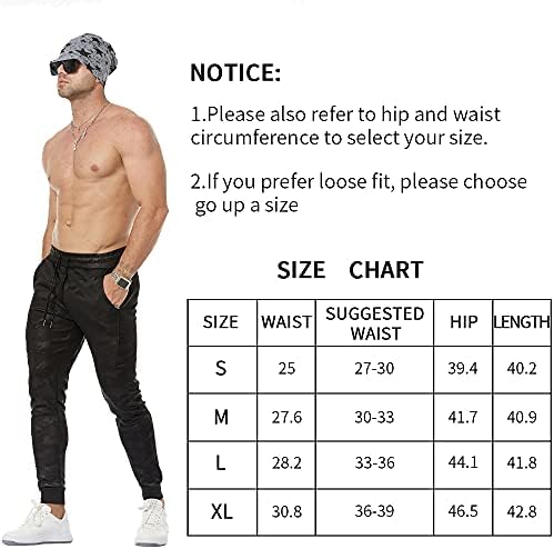 Erkek Joggers Sweatpants Slim Fit konik Camo rahat spor egzersiz pantolon fermuarlı cepler ile