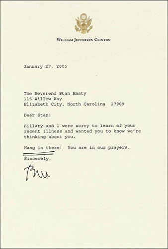 Başkan William J. Bill Clinton-01/27/2005 Tarihli İmzalı Mektup