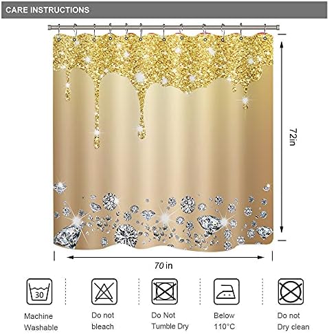TERSUM Krem Sarı Duş Perdeleri için Banyo (Hiçbir Glitter) Mükemmel Renk Düzeni için Bling Parti Süslemeleri 72x72 İnç Su Geçirmez