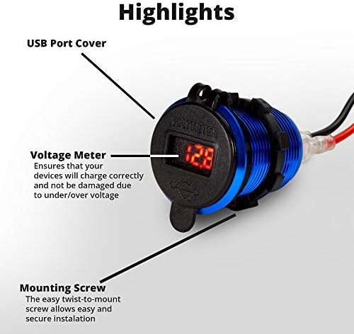 Mavi Hızlı Hızlı Şarj USB 3.0 Araç Şarj, 12 V/24 V 36 W Alüminyum Su Geçirmez Çift QC3.0 USB Hızlı Şarj Soketi Güç Çıkışı ile