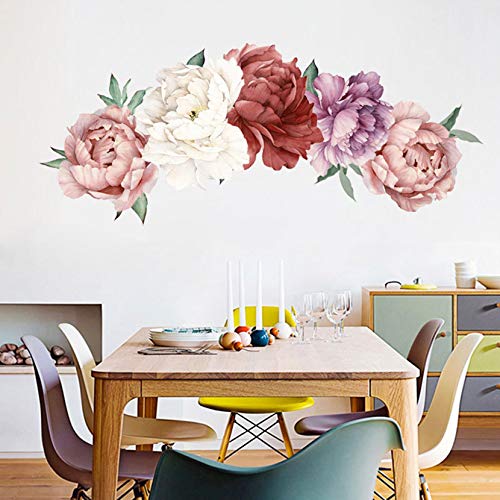 MOLANCİA Çiçek Şakayık Duvar Çıkartması, Şakayık Çiçekleri Duvar Sticker, renkli Şakayık Gül Duvar Sanatı Resimleri, çıkarılabilir