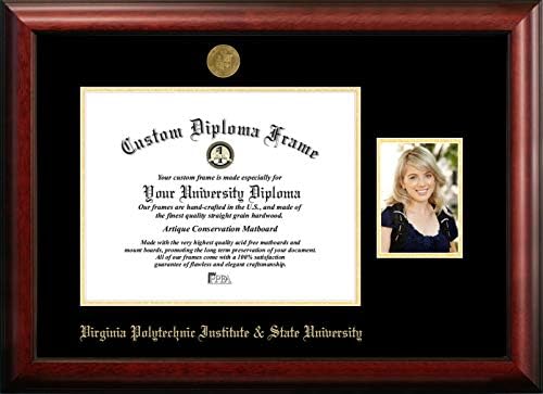 Kampüs Görüntüleri NCAA Virginia Tech 15.5 x 13.5 İnç 5 x 7 İnç Portre ile Altın Kabartmalı Diploma Çerçevesi