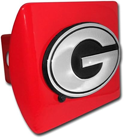 Gürcistan Bulldogs Kırmızı Krom G Amblem ile Römork Hitch Kapak NCAA Koleji Spor Logo ile 2 İnç Oto Araba Kamyon Alıcı Uyar