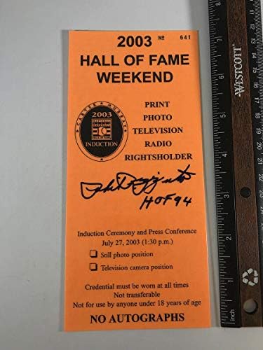 Phil Rizzuto 2003 Hall of Fame Induction, B&E Hologramı ile Basın Kartı İmzaladı - MLB Kesim İmzaları