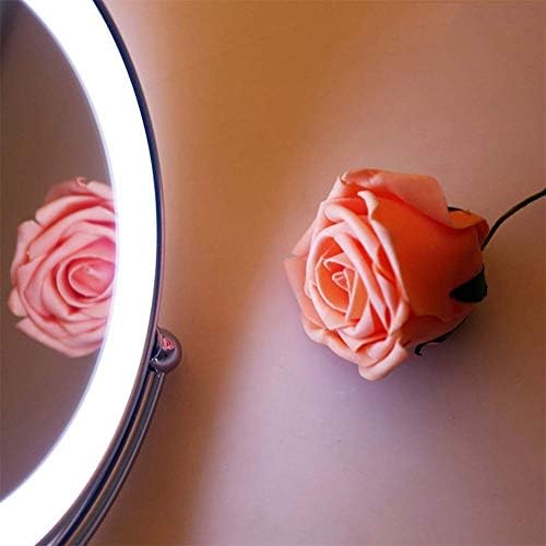 Nhlzj Temiz ve Parlak 8 İnç Çift Taraflı Büyüteçli Makyaj Aynası, 10X Büyütme, Ev Banyo Makyaj Aynası, LED Işıklı (Renk: Zirkonyum