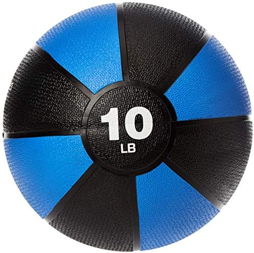 Temelleri Dökme Demir Kettlebell - 20 Pound, Siyah ve Egzersiz Fitness Egzersiz Ağırlıklı Tıp Topu - 10 Pound, Mavi ve Siyah