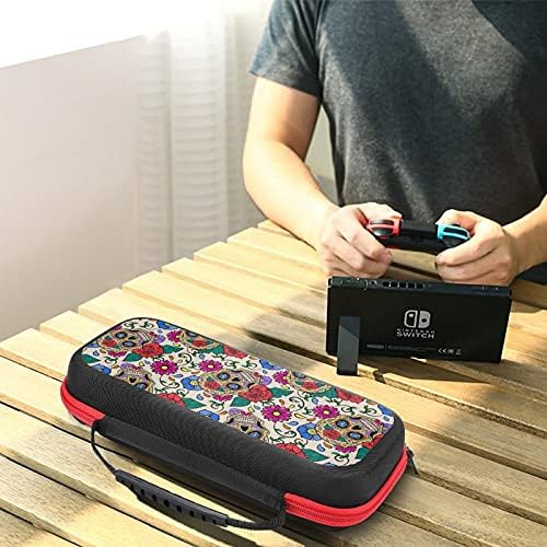 Neşeli Renkli Şeker Kafatasları Ve Güller Baskılı Taşıma Çantası saklama çantası İçin Nintendo Anahtarı Lite ve Aksesuarları