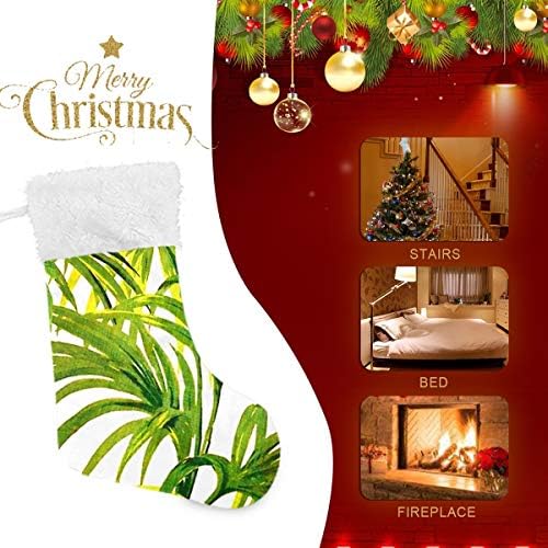 YUEND Tropikal Bitki Yaprakları Yeşil Doğa Noel Stocking Kitleri Klasik Kişiselleştirilmiş Büyük Aile Tatil Noel Partisi Süslemeleri