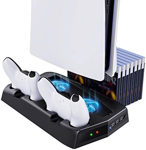 PS5 Digital Edition/Ultra HD için Soğutma Fanlı TiMOVO Dikey Stant, Dikey Stant Soğutucu ve Playstation 5 için 14 Adet Geri Çekilebilir