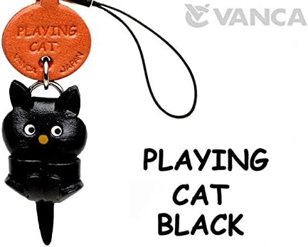 Siyah Oynayan Kedi Deri Kedi Ürünleri cep/Cep Telefonu Charm VANCA ZANAAT-Tahsil Sevimli Maskot Japonya'da yapılan