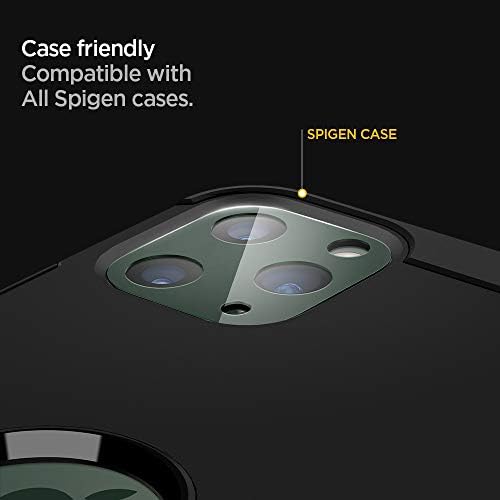 Spigen Kamera Lensi Ekran Koruyucu [Glas.tR Optik] iPhone 11 Pro/iPhone 11 Pro Max için tasarlandı - Gece Yarısı Yeşili [2 Paket]