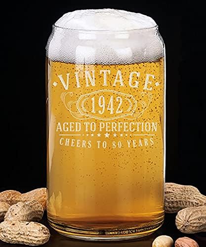 Vintage 1942 Kazınmış 16 oz Bira Can Cam-80th Doğum Günü Mükemmellik için Yaşlı-80 yaşında hediyeler