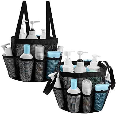 Örgü Duş Caddy Sepeti Taşınabilir Üniversite Yurt Odası Essentials, Banyo Caddy duş çanta düzenleyici Tote 8 Depolama Cepler