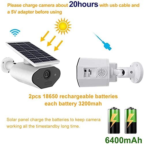 WUİO Güneş Enerjili Güvenlik Kamerası, Su Geçirmez Açık WiFi Kamera, Hareket Algılama Alarmı