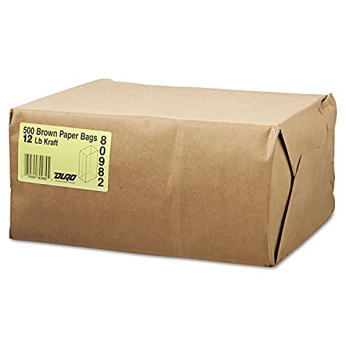 BAGGK12500 12 Kağıt Torba, 40-lb Taban Ağırlığı, Kahverengi Kraft, 7-1/16x4-1/2x13-3/4, (Dört Paket-500-Paket)