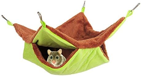 JDYC Rahat Yumuşak Sıcak Çift Katmanlı Çadır Hamster Yatak Papağan Hamak Kafes Kirpi Küçük Hayvanlar Kulübe (L Pembe)