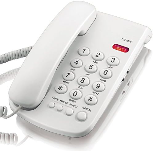 KerLiTar K-P041 Tekrar Arama Sessiz Fonksiyonlu Temel Kablolu Telefon Masaüstü Sabit Telefon (Beyaz)