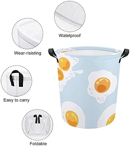 Kızarmış Yumurta Çamaşır Torbası Kolları İle Yuvarlak Sepet Su Geçirmez Depolama Sepeti Katlanabilir 16. 5x17. 3 İnç