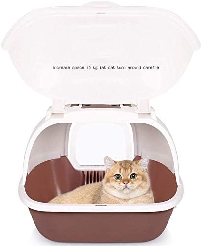 COUYY Tamamen Kapalı Kedi Tuvalet Büyük ABS Reçine kum kabı Anti-Sıçramasına Kedi Kumu Kapalı Büyük Uzay, Kahverengi