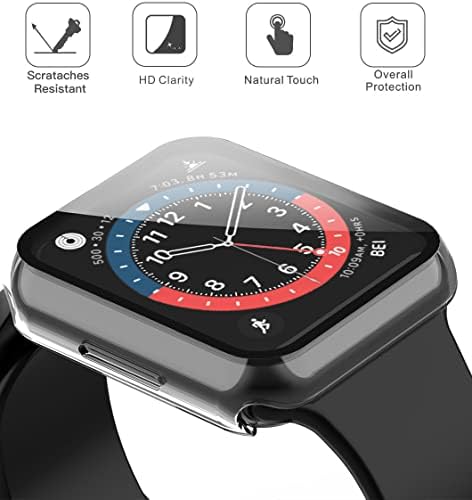 Misxi Temperli Cam Ekran Koruyucu ile 2 Paket Sert PC Kasa Apple Watch Serisi 7 ile uyumlu 45mm, iWatch S7 için Ultra İnce Çizilmeye