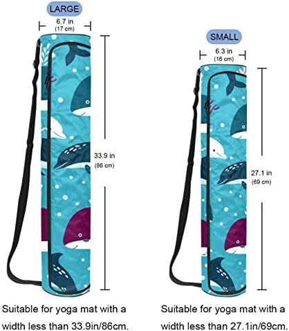 Yoga Paspaslar Çanta Depolama Yoga Mat Kapak Yoga Ekipmanları Çanta Deniz Bitkiler Karikatür Yunus Köpekbalığı Mavi