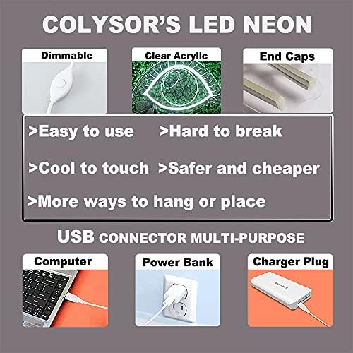 Ampul Neon Burcu Yatak Odası Duvar Dekor için, pembe Fikir Neon Burcu ile Dim Anahtarı, 5 v USB Powered Neon İşaretleri için
