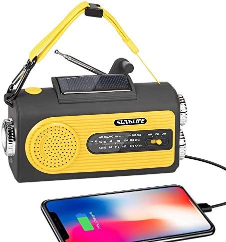 SUNGLİFE Güneş Krank NOAA Hava Radyo ile Acil için AM / FM, 2000 mAh Güç Bankası USB şarj aleti, el Feneri, okuma Lambası ve