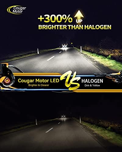 Cougar Motor 9005 + H11 LED Ampul, 10000LM Gürültüsüz 6500 K Soğuk Beyaz Combo (2 takım) All-in-One Dönüşüm Kiti Doğrudan Kurulum,