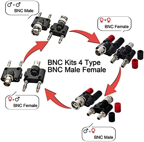 onelinkmore BNC Kitleri 4 Tipi BNC Erkek Kadın 2X4MM Çift Muz Kadın Erkek Soket Bağlama Sonrası RF Koaksiyel Koaksiyel Splitter