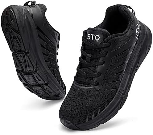 STQ koşu ayakkabıları Kadınlar için Yastık Nefes Yürüyüş Tenis Sneakers Kemer Desteği ile