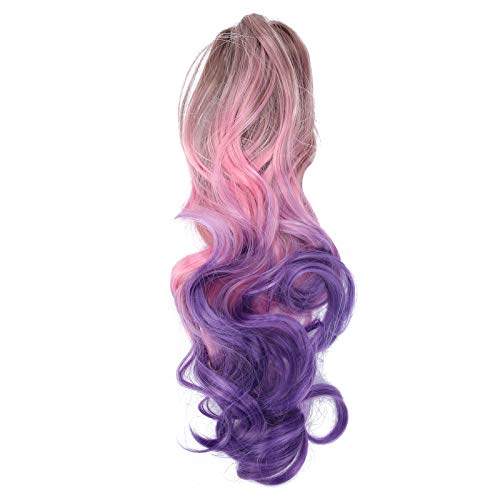 3 Renk Degrade Uzun Kıvırcık Peruk, 55 cm Pençe Klip Saç peruk Uzantıları Postiş Kıvırcık peruk At Kuyruğu Peruk Kız için Renkli