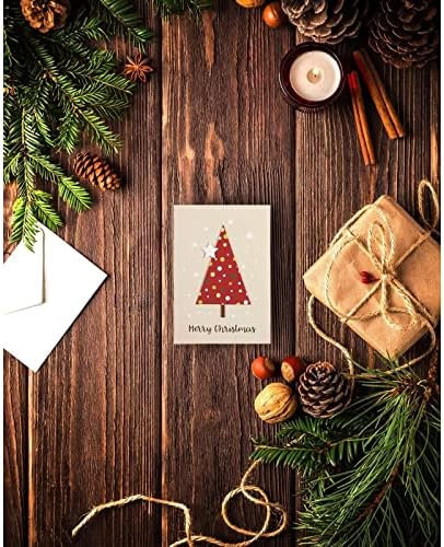 Zarflar Seti ile 12 Paket Merry Christmas Tebrik Kartları, 6 Şenlikli Tasarımlar( 5 x 7 İnç)