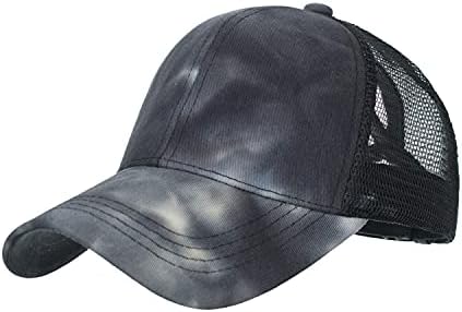 Naivlizer beyzbol şapkası At Kuyruğu Kamyon Şoförü Baba Şapka beyzbol şapkası Dağınık Yüksek Topuz Ponycaps Yıkanmış, Tie-Boyalı
