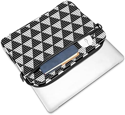 Siyah Beyaz Geometrik Üçgen Laptop çantası 14.5 İnç Evrak Çantası Laptop omuz askılı çanta Laptop Taşıma çantası Bilgisayar ve