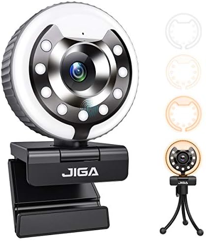 Mikrofonlu 2021 JİGA HD 1080P Web Kamerası, Halka ışık, Tak ve Çalıştır,Ayarlanabilir Parlaklık, Gelişmiş Otomatik Odaklama,