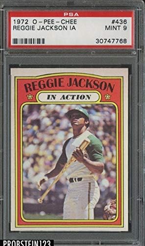 1972 O-PEE-CHEE 436 Reggie Jackson Eylem HOF PSA 9 NANE POP 2 HİÇBİRİ YÜKSEK Slabbed Beyzbol Kartları