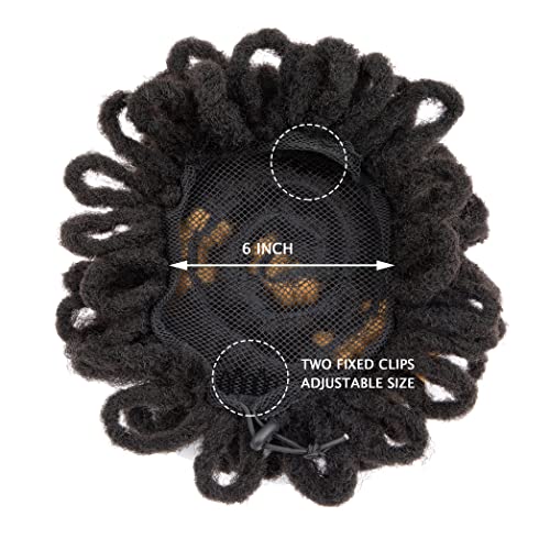 DreadLock Bun Afro Yüksek Puf İpli At Kuyruğu Sentetik Sahte Locs Saç Bun At Kuyruğu Hairpieces Klip Saç Uzantıları için Siyah
