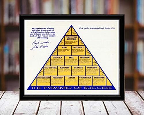 Koç John Ahşap İmza Çoğaltma Baskı-UCLA-Başarı Piramidi - 8x10 Masaüstü Çerçeveli Baskı-Manzara