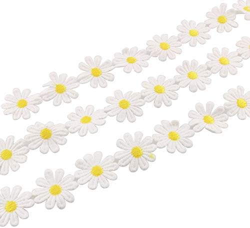 Tegg Dantel Şerit 5 Metre 25mm Papatya Güneş Çiçek Trimler DIY Şerit Dantel Aplike Kafa Dikiş DIY Craft için