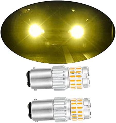 2 Parça Araba 10-24 V Yanıp Sönen Kuyruk Fren Lambaları LED Ampuller Değiştirme, Çift ısı Dağılımı-sarı BAY15D