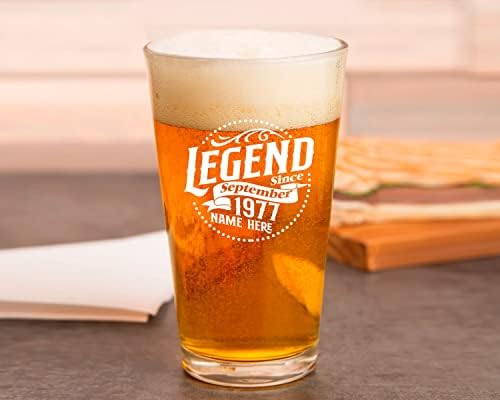Prezzy Kişiselleştirilmiş 45th Doğum Günü bira bardağı Cam 16 oz Erkekler Kadınlar için Legend Beri 1977 Bira bardağı 45 Yaşındaki