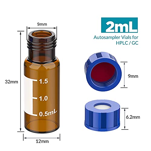 100 Adet Şırınga Filtresi PTFE Hidrofobik Membran Çap: 25mm, Gözenek Boyutu: 0.22 um ve 100 Adet 2ml Amber HPLC Şişeleri, GC