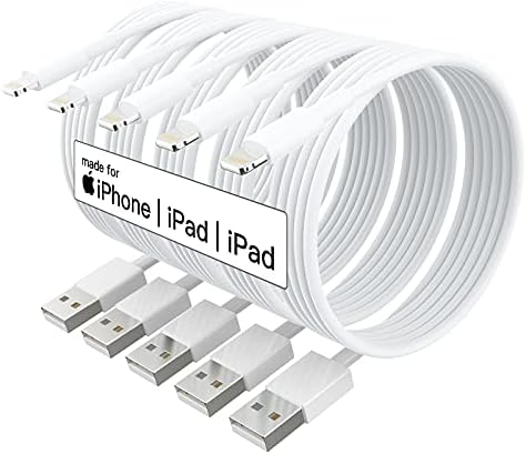 5 Paket (Apple MFi Sertifikalı) iPhone Şarj Cihazı 10 ft, Uzun Yıldırım Kablosu 10 Ayak, Yüksek Hızlı 10 Ayak Apple Şarj Kabloları