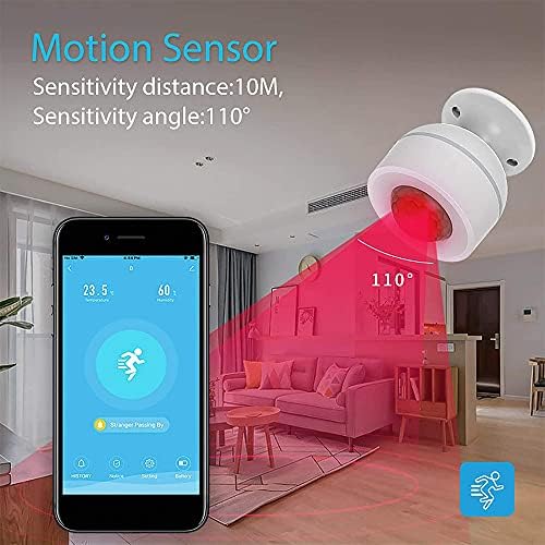 Bobin PIR Hareket Sensörleri,WiFi Hareket Dedektörü ile Sıcaklık ve Nem Sensörü, Alexa ile Uyumlu, Ev