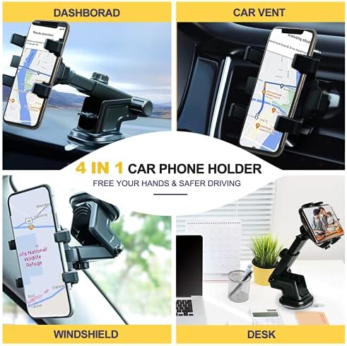 Araç Telefonu Tutucu, cep Telefonu Dağı için Araç Dashboard Cam Hava Firar Emme Telefon Tutucu ile Ayarlanabilir Uzun Kol Telefon